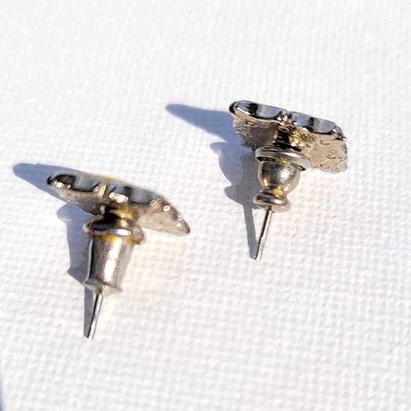 Vintage Square Gold Plated Stud Citrine Earrings - Picture 6 of 7